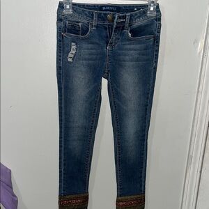 Blue Spice Kids' Dark Wash Jeans with Colorful Cuffs